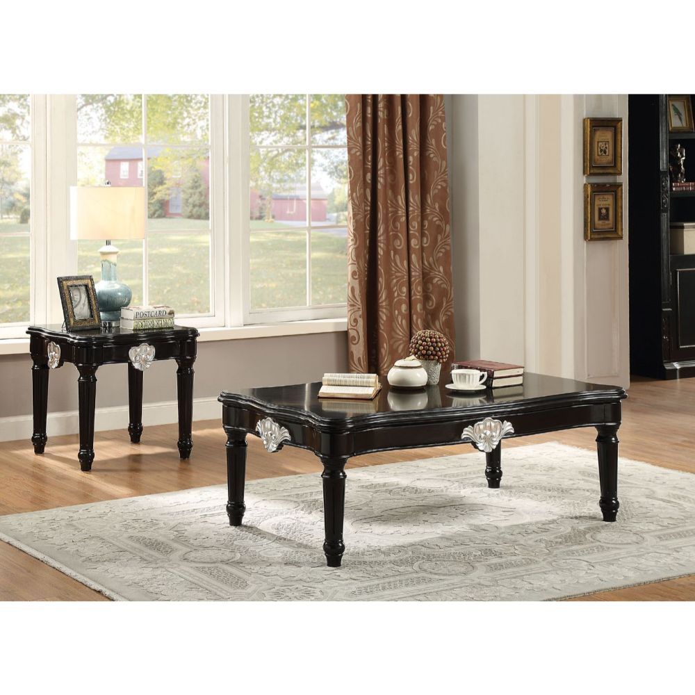 KD, Square Leg End Table (No Storage) â€¢ Wooden Scalloped Top: MDF â€¢ Wooden Apron with Contrast Carved Motif: Apron Poplar Wood â€¢ Wooden Turned Legs: Rbw â€¢<br/><br/><b>Product Features</b><ul><li>Case: 1Pc/1Ctn</li><li>Finish: Black</li><li>Style: 