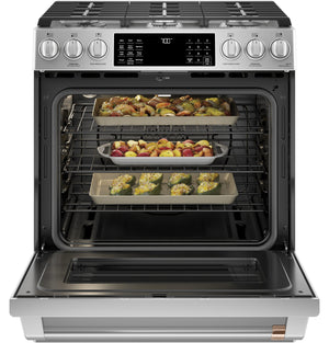 Café™ 30" Smart Slide-In, Front-Control, Gas Range with Convection Oven