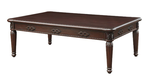 The Chateau De Ville table set brings warm wood accents in traditional design into your modern living room. All crafted with wood in a tempting walnut finish, the table set features elaborate raised trim with a romatic flair. Wooden turned legs with carve