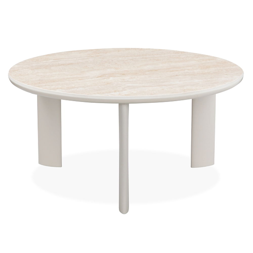 Ingram - Coffee Table - Sintered Stone & Light Gray Finish<br/><br/><b>Product Features</b><ul><li>Round Table Top</li><li>Sintered Stone Top</li></ul><br/>