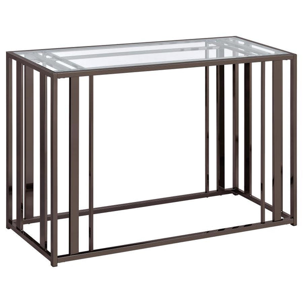 Adri - Glass Top Entryway Sofa Console Table - Black Nickel