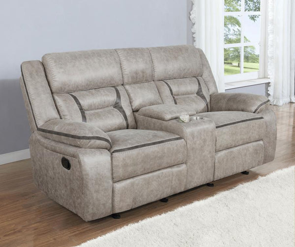 Greer - Upholstered Motion Reclining Loveseat - Taupe