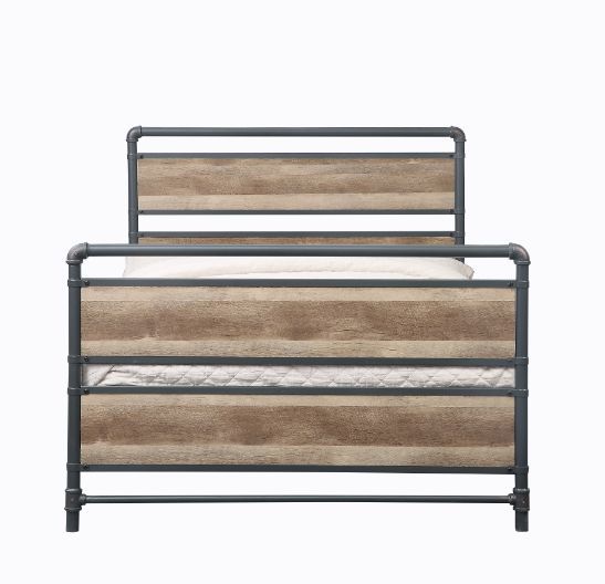 The Brantley bed is perfect for adding an industrial touch to your bedroom. Constructed with beautiful, yet sturdy pipework. The rich antique oak and sandy gray finish add depth to the pieces. This collection is composed of high-quality materials that wil