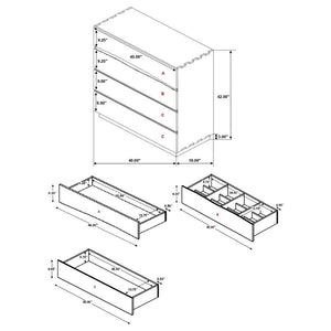 Winslow - Cómoda de dormitorio de 4 cajones - Nogal ahumado