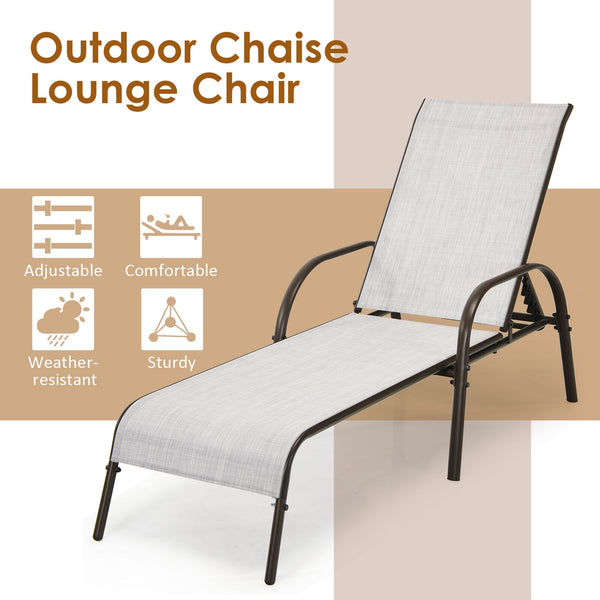 Don't leave the lounge chairs outside in raining days for prolonging its' using life <br>Made of Sun-proof and breathable fabric for long-lasting use <br>Powder coated steel frame provides sturdy support <br>Thick legs and anti-slip pads provide extra sta