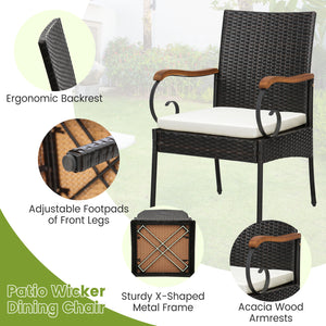 Each box includes a corresponding screw bag<br>Cozy to sit with an ergonomic seat and elastic cushions<br>Easy to remove and wash the cushion cover with a zipper design<br>Built-to-last PE rattan is also elegant in look<br>Acacia wood tabletop looks natur