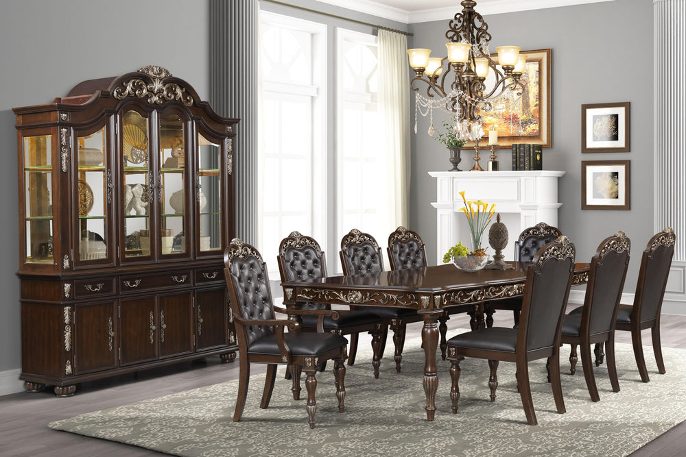 The Royal Classics Maximus 2-Piece China Buffet Base and Top in cherry is a stunning blend of heirloom-quality craftsmanship and timeless design. Meticulously crafted from solid poplar and premium birch veneers, this piece offers both lasting beauty and d