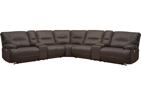 Spartacus - 7 Piece Modular Power Reclining Sectional With Power Adjustable Headrests - Chocolate