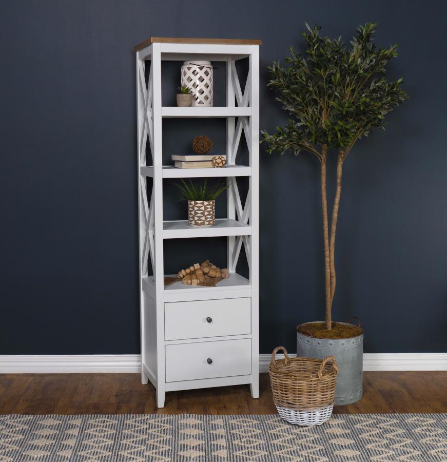 Spacious or compact, a casual living space has storage needs, and this wood media tower is a solid choice. Organize books and implements neatly while adding a fresh, inspiring look to a living room or family room. This modern tower is a mix of cottage-sty