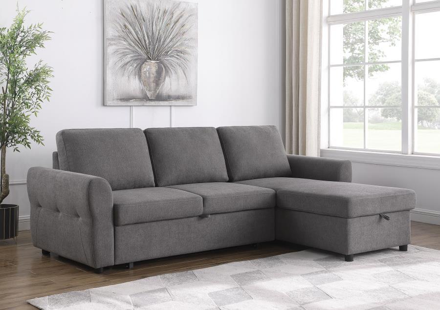 Modern updates reflect simple design elements that complement your contemporary space and create livability along with seating and lounging comfort. With a sleeper function built-in, this sleeper sectional checks all the boxes of convenience and style. Ro