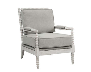 Saraid - Accent Chair - Gray Linen & Light Oak Finish