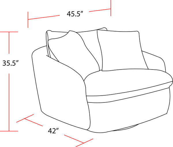  its generous proportions are ideal for snuggling and nestling deep for relaxation. Its rounded silhouette has low arms and is complemented by a back pillow and two comfort pillo