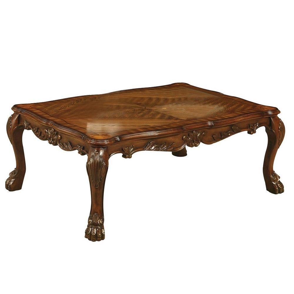 The Dresden traditional occasional tables, reflects highly decorative details, oversized claw feet, decorative carving inlay veneers on apron, all carefully made with selected materials. This collection will be the showpiece of your living room environmen