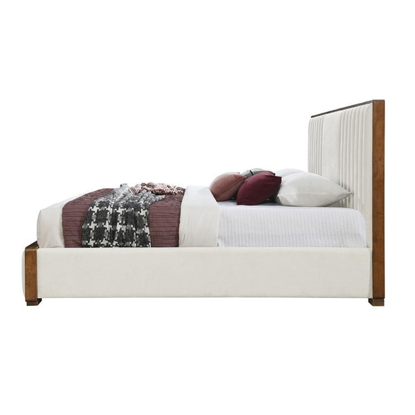 Kaleea - Eastern King Bed - Beige & Walnut