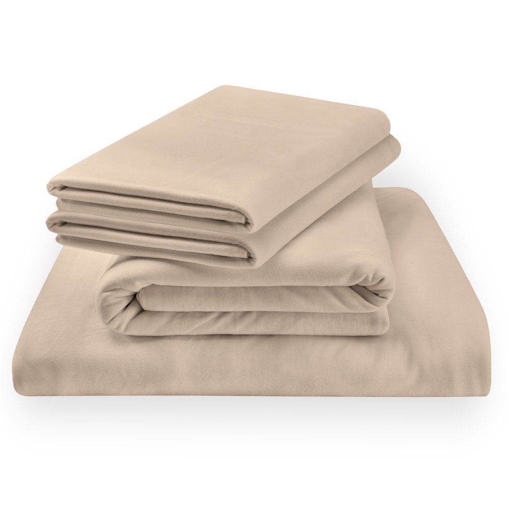 Soft, silky stretch. These 100% rayon from bamboo sheets feature a soft jersey knit with a comfortable stretch and natural moisture-wicking qualities. It all adds up to a silky-smooth feel - and thanks to our unique StayTight bands for a snug, secure fit,