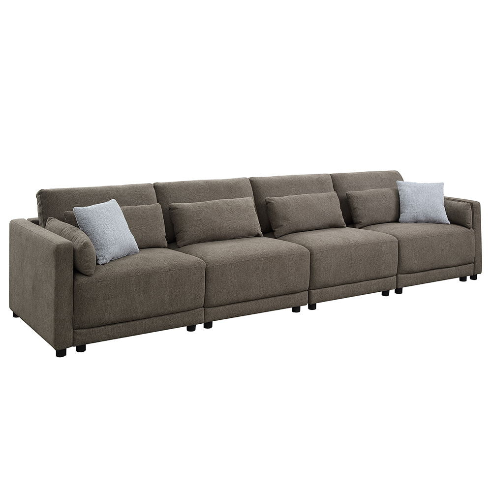 Experience ultimate flexibility and contemporary elegance with the Rylie modular sofa. Upholstered in sophisticated gray linen, this set features sturdy legs and comfortable armrests, seamlessly blending style and support. The modular design allows you to