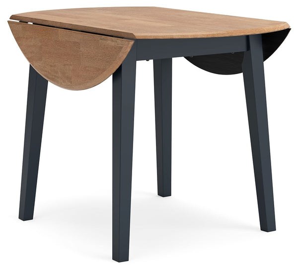 Gesthaven - Natural / Blue - Round Dining Room Drop Leaf Table