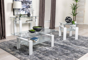 Dyer - Rectangular Glass Top Entryway Sofa Console Table - White