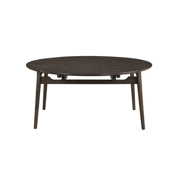 Rex - 65## Round Dining Table With Leaves & 6 Chairs - Dark Brown
