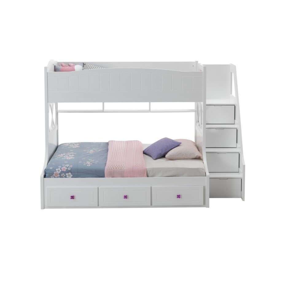 For simplicity and functionality, you can not beat the Meyer bunk bed with trundle bed for that occasional sleepover. It comes with many neat features like a back panel with open shelving for whatever your child might want to keep handy. A sturdy ladder t