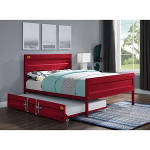 The Cargo youth bed is the perfect addition to any childâ€™s room. This contemporary container themed metal bed features a panel headboard with low profile footboard, crafted with an industrial look that is an perfect match for your bedroom. The bed is ac