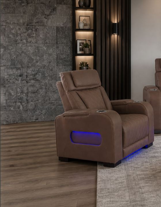 Titan Power Recliner w/massage & LED-Brown