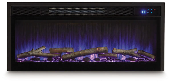 Entertainment Accessories - Black - Fireplace Insert With Faux Birch Log Set