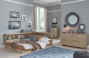 Oliah - Natural - Twin Bookcase Storage Bed