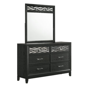 The Obsidian Dresser Mirror in Black is a perfect blend of modern design and timeless elegance, expertly crafted from premium solid Rubberwood with manufactured woods and veneers for lasting durability. Its sleek, low-sheen black finish and clean lines ex