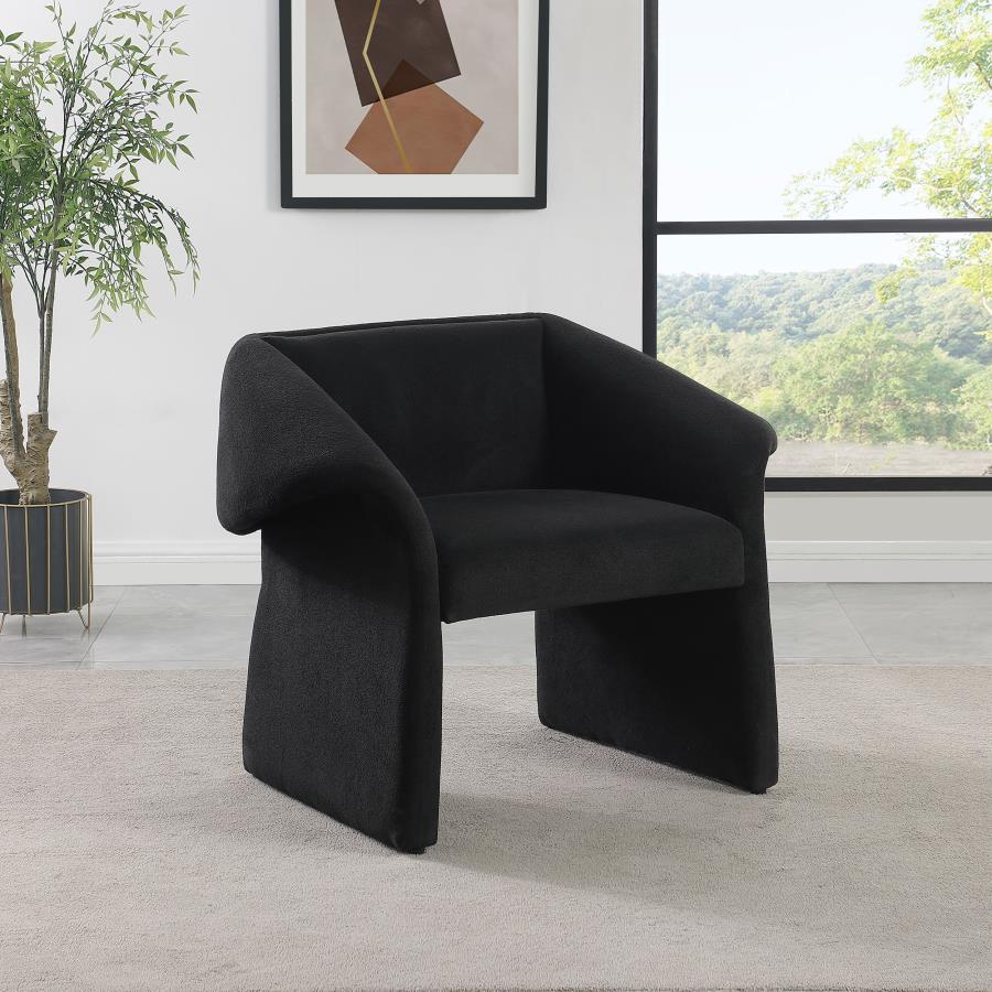 Upgrade the designer style of your living space with the ingenious silhouette of this modern accent armchair. Designed to impress, it features a classic stance with beautifully curled arms that capture attention without overwhelming. The lovely design is 