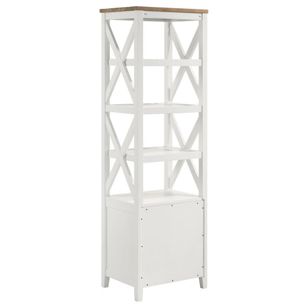 Hollis - 4-Shelf Wood Media Tower With Drawers - Brown And White