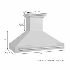 ZLINE 48" Stainless Steel Range Hood with Black Matte Shell and Stainless Steel Handle
