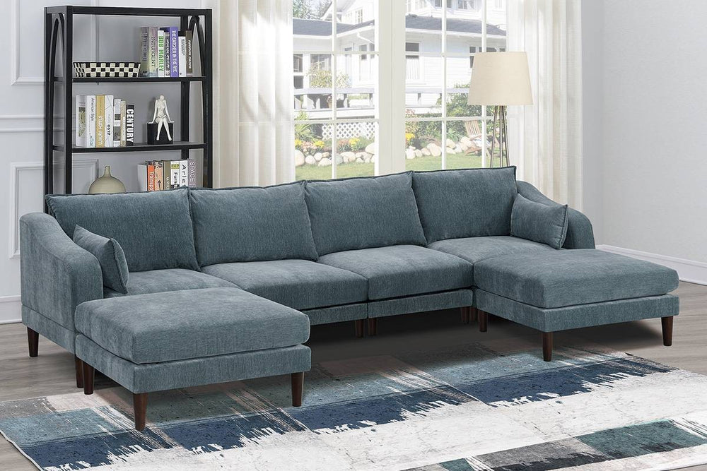 The corner-specific unit is expertly shaped to maximize comfortable seating capacity in often-wasted corner areas.