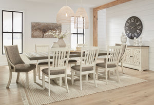 Bolanburg - 12 Pc. - Dining Table, 4 Side Chairs, 2 UPH Side Chairs, Bench, Server, 2 Cabinets - Brown / Beige
