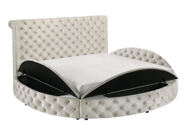  blending opulence with innovative design. Its unique round form challenges traditional bedroom aesthetics