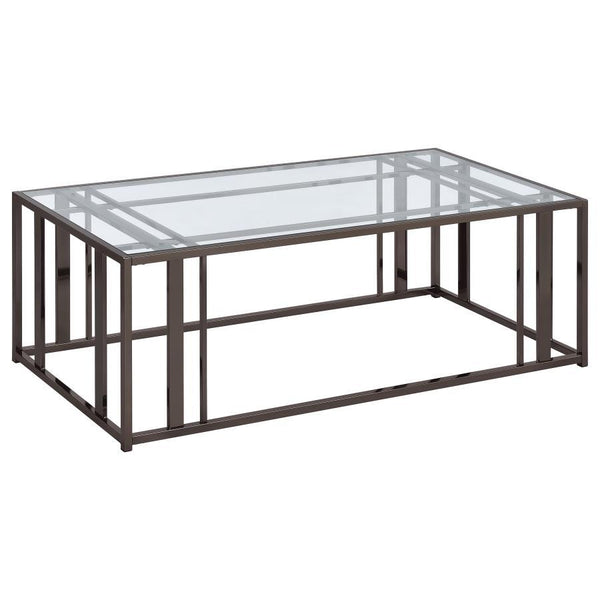 Adri - Rectangular Glass Top Coffee Table - Black Nickel