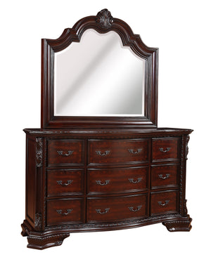  this bedroom ensemble exudes a timeless charm that instantly elevates the aesthetics of any sleeping quarters. Anchored by a majestic bed with an intricately designed