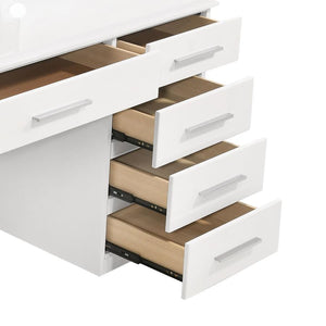 Felicity - 9-Drawer Vanity Table With Lighted Mirror - Glossy White
