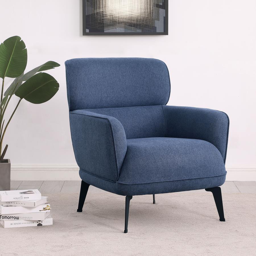 Check all the boxes for a comfortable and stylish addition to your living space. This chic accent chair reflects the best of both modern and transitional style elements. Gorgeous upholstery covers a chair made of wood products and padded with foam to crea