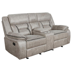 Greer - Upholstered Motion Reclining Loveseat - Taupe
