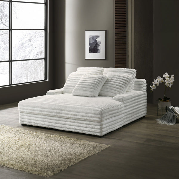 perfect for both lounging and accommodating guests. Featuring 100% white polyester fabric with a fluffy