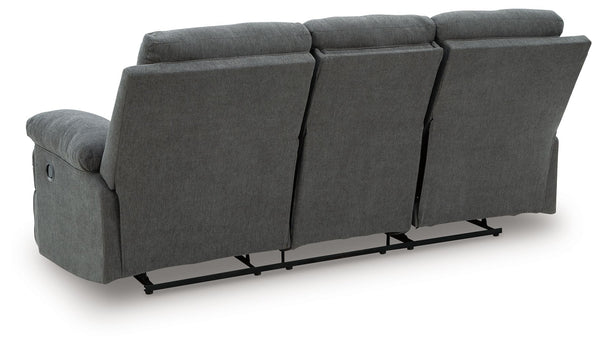 Side-Swipe - Charcoal - Reclining Sofa With Drop Down Table