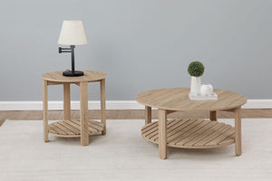 Fowler - 2 Piece Round Coffee And End Table Set - Natural