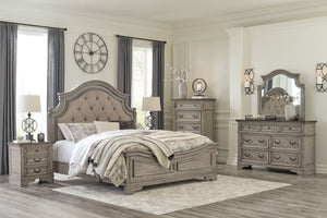 Lodenbay - 6 Pc. - Dresser, Mirror, Chest, Queen Panel Bed - Antique Gray