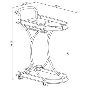 Elfman - 2-Tier Glass Shelf Metal Bar Cart - Black And Chrome