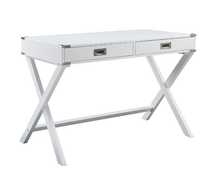 Applied to nearly any office, the Amenia Desk will brighten up your workplace with shiny simplicity and handsome finish. The crossing X base gives this table sturdy support while showcases the openness of the design. The desk has a spacious rectangular to
