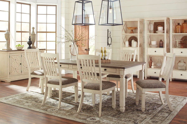 Bolanburg - 11 pzs. - Mesa de comedor, 6 sillas laterales, aparador, 3 vitrinas - Beige
