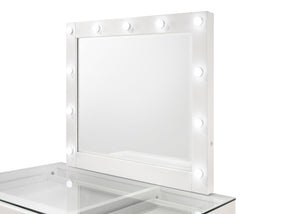 Morgan - Vanity Desk With Glass Top And LED Mirror - White