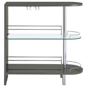 Adolfo - Rectangular 2-Tier Home Bar Table - Gray High Gloss