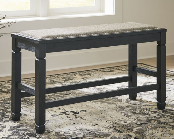  while the counter height design raises the bar on fine dining. With a textured black finish and heavy woven upholstery ac